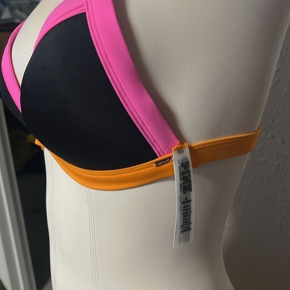 NWT pink swimsuit top only size medium black pink by Victoria secrets PINK - Picture 7 of 9